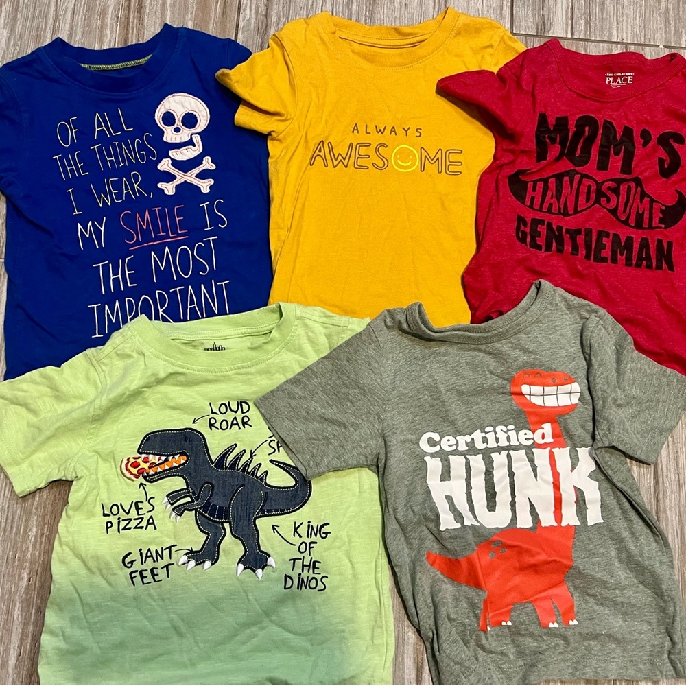 Kids Short Sleeve Graphic Tees - Set of 5 - Picture 1 of 6